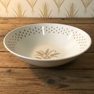 Homer Laughlin Golden Wheat Serving Bowl, Fleur De Lis, Mid-Century Tableware